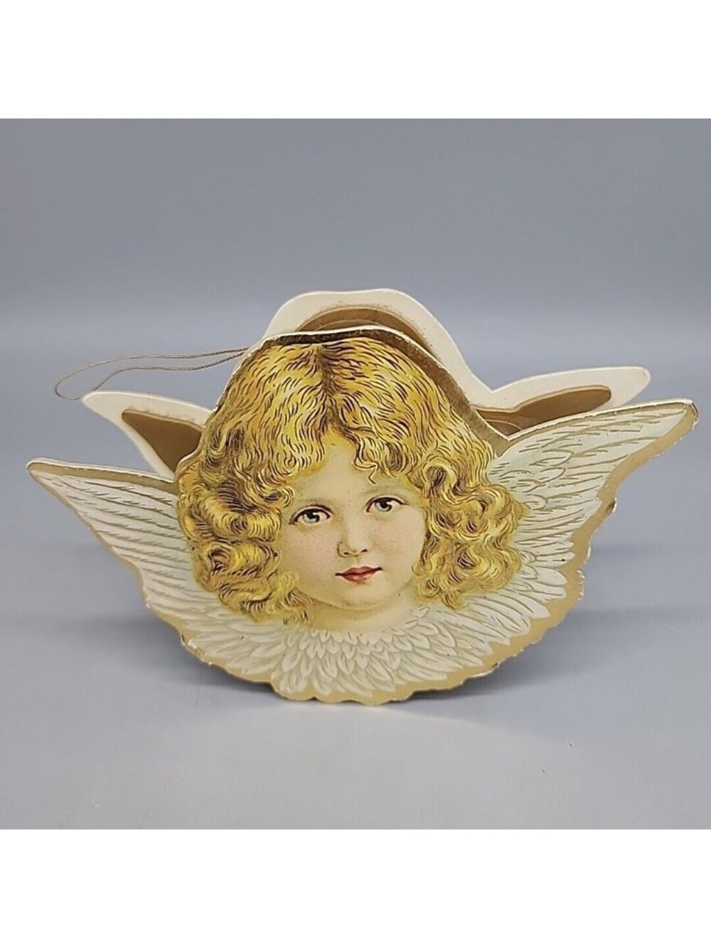 Vintage 1981 Merrimack Angel Christmas Ornament Cardboard Gold